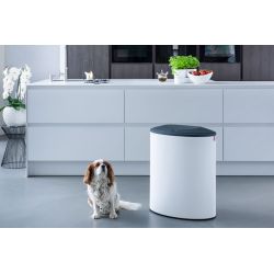 Lune Binc afvalbak 3-stroom met gesloten deksel - wit/zwart