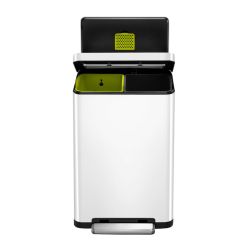 EKO X-Cube recycling pedaalemmer 20+20 ltr - wit /mat RVS