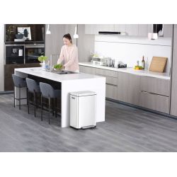 EKO X-Cube recycling pedaalemmer 20+20 ltr - wit /mat RVS