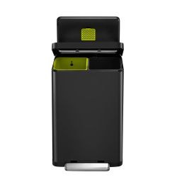 EKO X-Cube recycling pedaalemmer 20+20 ltr - zwart/mat RVS