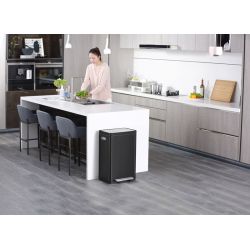 EKO X-Cube recycling pedaalemmer 20+20 ltr - zwart/mat RVS