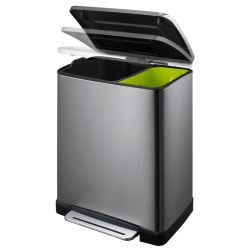 EKO E-Cube recycling pedaalemmer 28+18 ltr  - black steel
