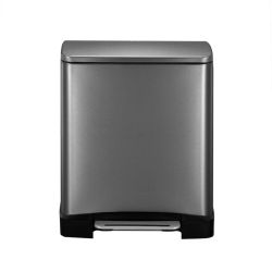 EKO E-Cube recycling pedaalemmer 28+18 ltr  - black steel