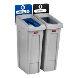 Rubbermaid Slim Jim recyclingstation starterset met luchtsleuven 87 ltr - grijs