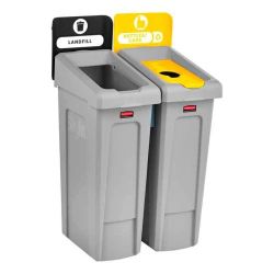 Rubbermaid Slim Jim recyclingstation starterset met luchtsleuven 87 ltr - grijs