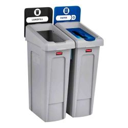 Rubbermaid Slim Jim recyclingstation starterset met luchtsleuven 87 ltr - grijs