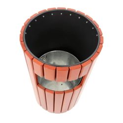 Buitenafvalbak 33 ltr - Zwart/hout look