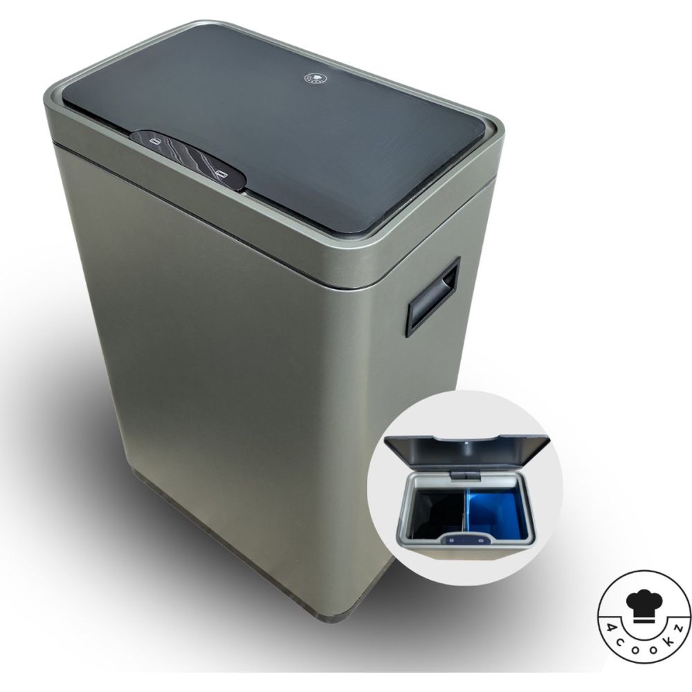 4goodz Iowa Duo prullenbak afvalscheiding 2x 22 liter sensor - grijs
