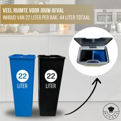 4goodz Iowa Duo prullenbak afvalscheiding 2x 22 liter sensor - grijs