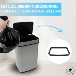 4goodz Prullenbak met sensor 60 liter - RVS