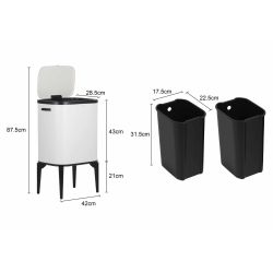 4goodz Luzzo New York touch prullenbak afvalscheiding 2 vakken - afvalscheidingsprullenbak 18 ltr - wit