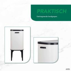 4goodz Luzzo New York touch prullenbak afvalscheiding 2 vakken - afvalscheidingsprullenbak 18 ltr - wit