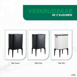 4goodz Luzzo New York touch prullenbak afvalscheiding 2 vakken - afvalscheidingsprullenbak 18 ltr - wit