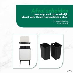 4goodz Luzzo New York touch prullenbak afvalscheiding 2 vakken - afvalscheidingsprullenbak 18 ltr - grijs