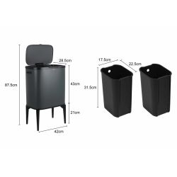 4goodz Luzzo New York touch prullenbak afvalscheiding 2 vakken - afvalscheidingsprullenbak 18 ltr - grijs