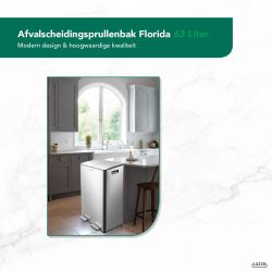 4goodz Luzzo Florida pedaalemmer prullenbak afvalscheiding 60 liter - zilvergrijs
