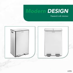 4goodz Luzzo Florida pedaalemmer prullenbak afvalscheiding 60 liter - zilvergrijs