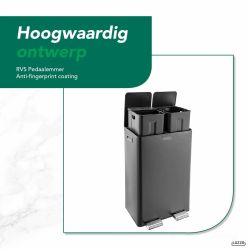 4goodz Luzzo Florida pedaalemmer prullenbak afvalscheiding 60 liter - zwart