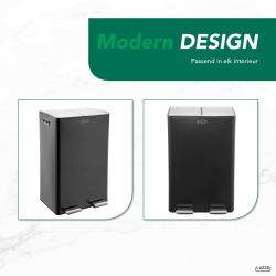 4goodz Luzzo Florida pedaalemmer prullenbak afvalscheiding 60 liter - zwart