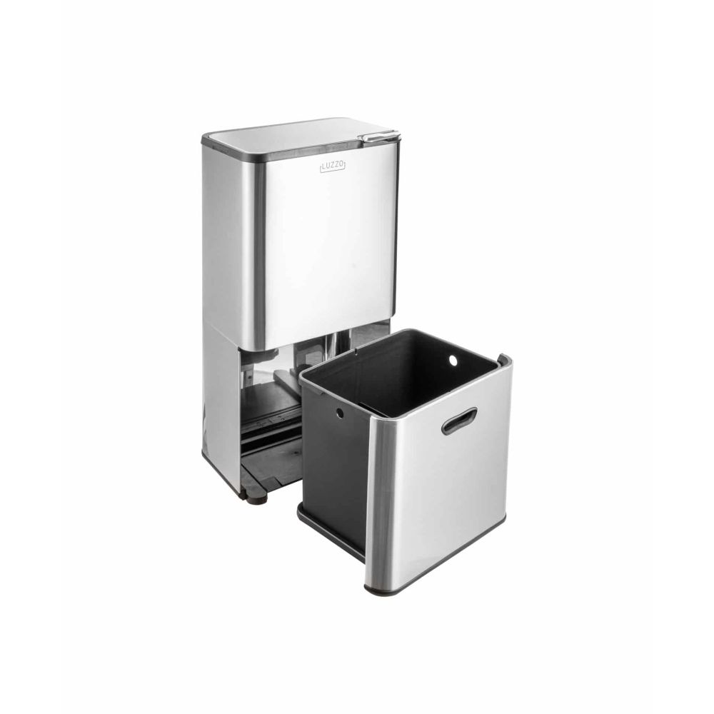 4goodz Luzzo Kansas push prullenbak afvalscheiding 4 vakken - 67 liter - zilvergrijs