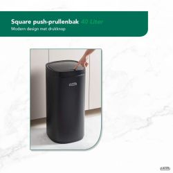 4goodz Luzzo Square Touch prullenbak 40 liter - zwart