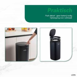 4goodz Luzzo Square Touch prullenbak 40 liter - zwart