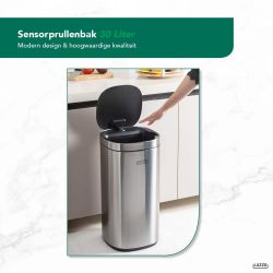 4goodz Luzzo Square sensor prullenbak met ozon filter 30 liter - mat zilver