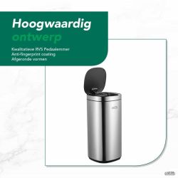 4goodz Luzzo Square sensor prullenbak met ozon filter 30 liter - mat zilver