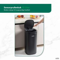 4goodz Luzzo Square sensor prullenbak met ozon filter 30 liter - mat zwart