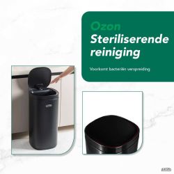 4goodz Luzzo Square sensor prullenbak met ozon filter 30 liter - mat zwart