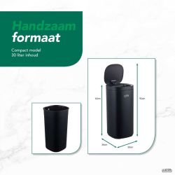 4goodz Luzzo Square sensor prullenbak met ozon filter 30 liter - mat zwart