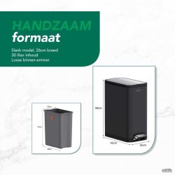 4goodz Luzzo California pedaalemmer prullenbak 30 liter - mat zwart