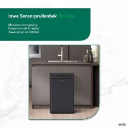 4goodz Luzzo Iowa Black - prullenbak met sensor 50 liter - mat zwart