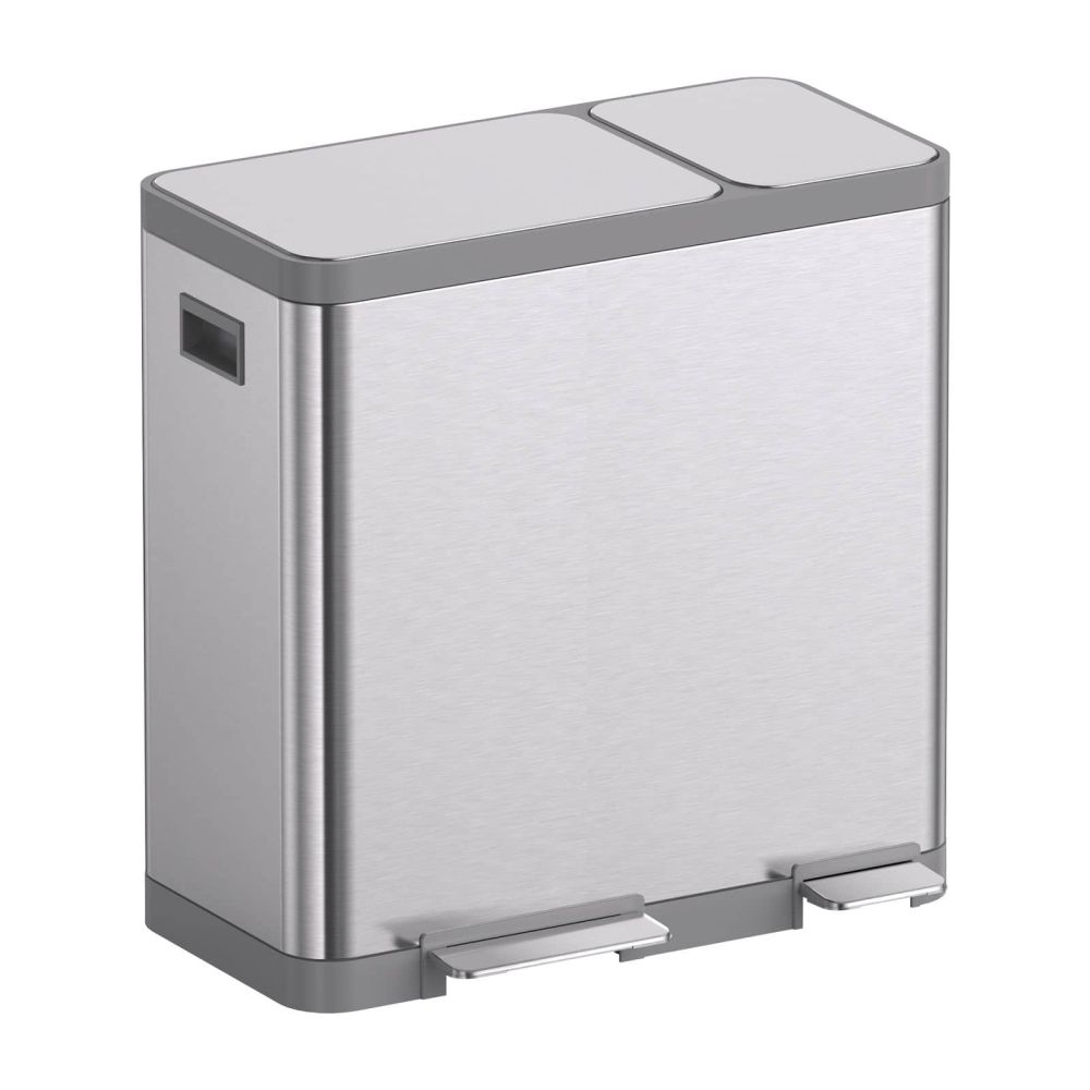 4goodz Luzzo Vermont afvalscheidingsprullenbak pedaalemmer 54 liter - RVS