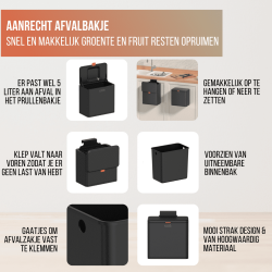 4goodz groente afvalbak - aanrecht afvalbakje 5 liter - uitneembare binnenbak - neerzetten/ophangen - zwart