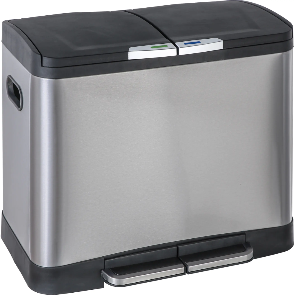 Practo Home recycling pedaalemmer 2x20l- RVS