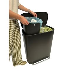 Practo Home duurzame recycling pedaalemmer 2x30l - mat zwart