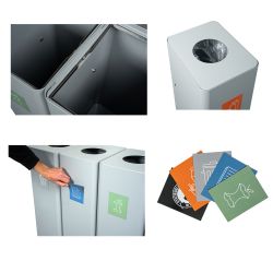 Ergofy afvalbak afvalscheiding prullenbak 60 ltr koppelbaar met binnenbak - grijs