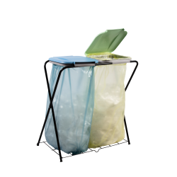 Practo Home vuilniszakhouder met rooster dubbel 60-130 ltr - zwart