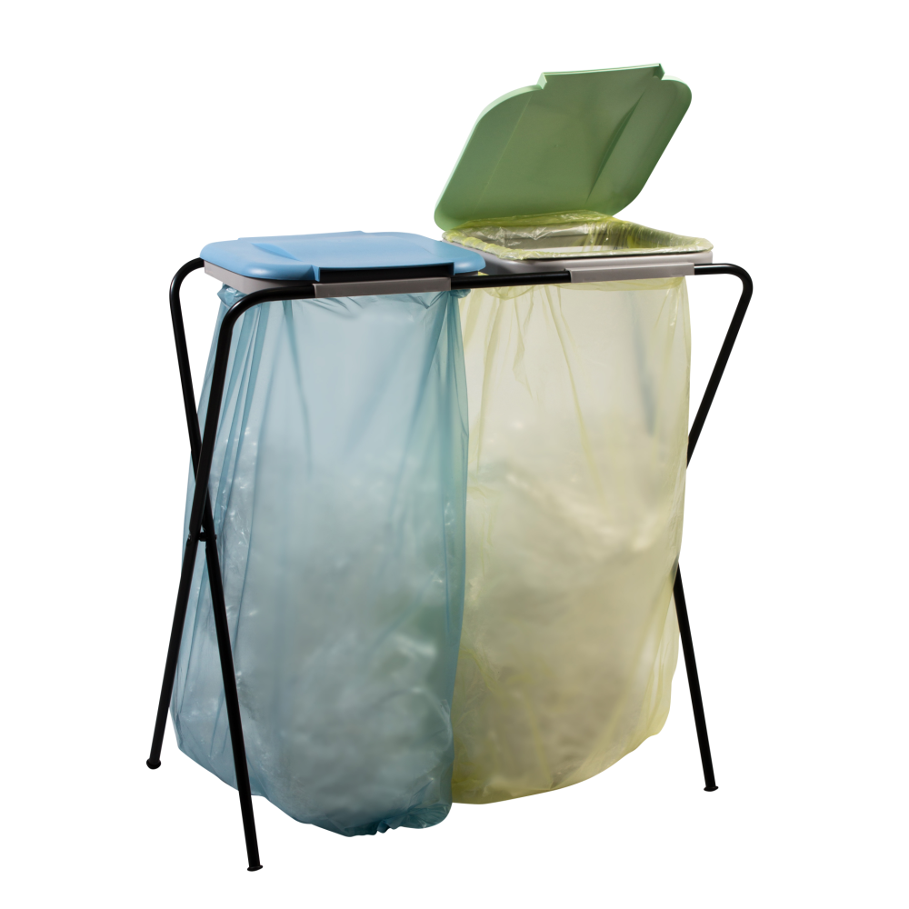 Practo Home vuilniszakhouder dubbel 60-130 ltr - zwart