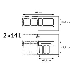 Hailo Multi-box duo L inbouw afvalscheidingssysteem 2x14 ltr - zwart