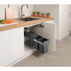 Practo Home duo inbouw afvalscheidingssysteem 2x14 ltr - grijs