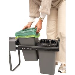 Practo Home duo inbouw afvalscheidingssysteem 2x14 ltr - grijs