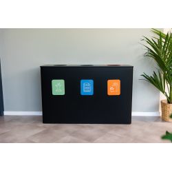 Ergofy afvalbak 3-in-1 afvalscheiding prullenbak 3x60 ltr - zwart
