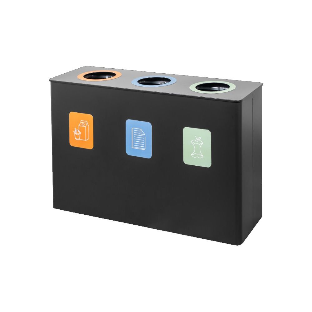 Ergofy afvalbak 3-in-1 afvalscheiding prullenbak 3x60 ltr - zwart