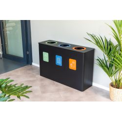 Ergofy afvalbak 3-in-1 afvalscheiding prullenbak 3x60 ltr - zwart