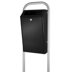 Buitenafvalbak 50 ltr aluminium - zwartgrijs
